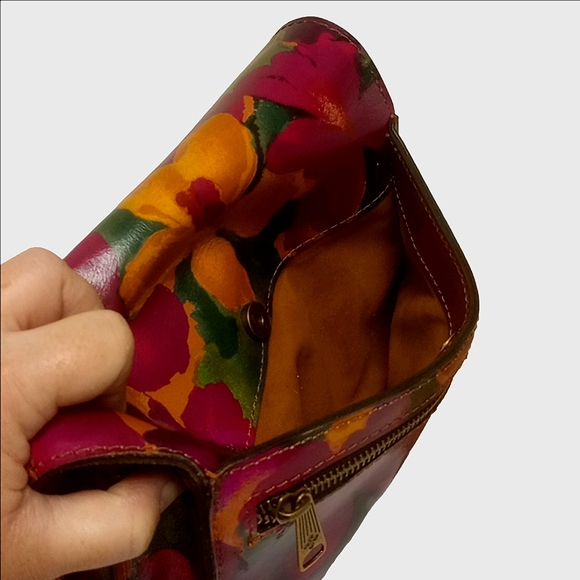 🆕 PATRICIA NASH "BLOOM ROMANCE" BROWN LEATHER CROSSBODY BAG WITH FLORAL DESIGNS - Picture 9 of 14